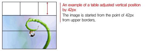 An example of a table adjusted vertical position by 42px