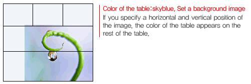 Color of the table: skyblue, Set a background image